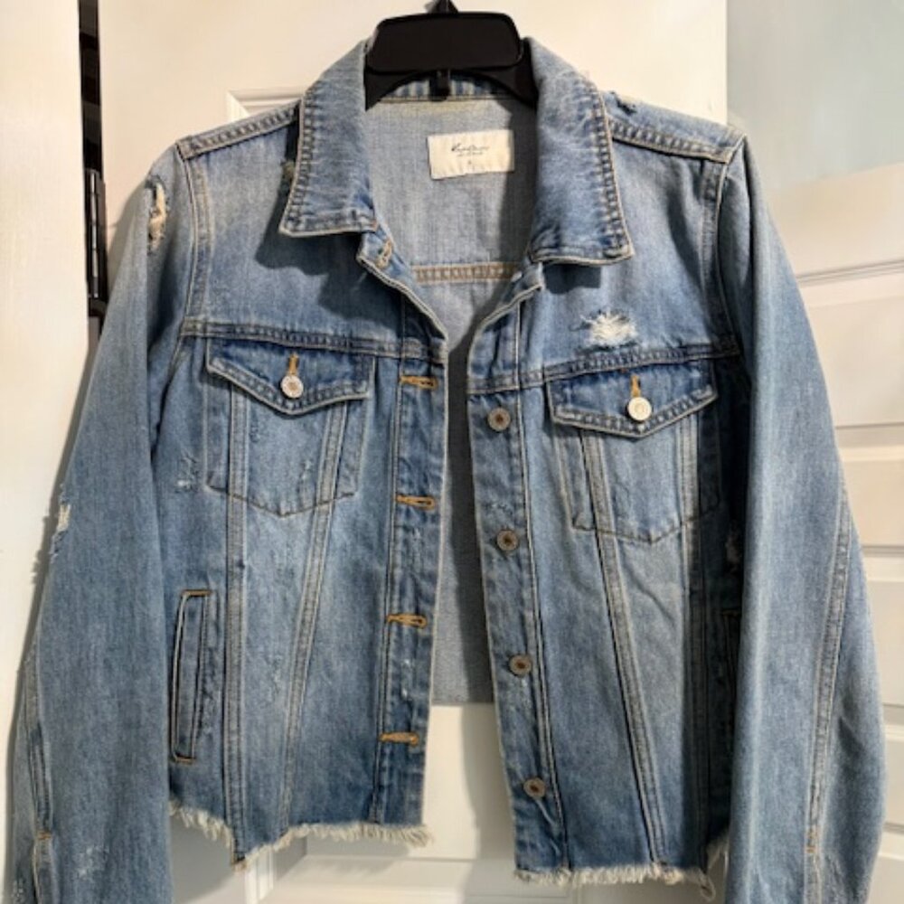 Kancan Jean Jacket Distressed Denim - Size Small